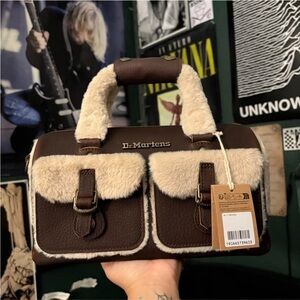Dr. Martens Top Handle Brown and Cream Faux Fur Bag